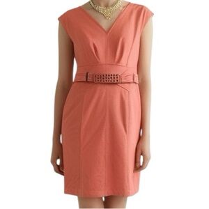 Jennifer Lopez Coral Sleeveless V-Neck Cocktail Dress